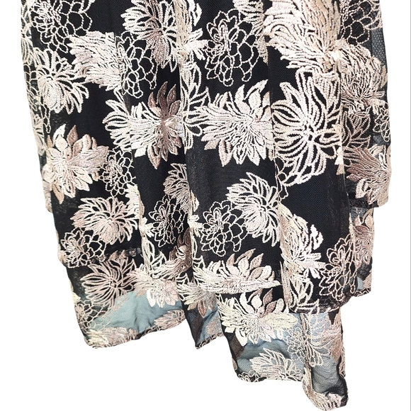 Forever New dress size 8 fit & flare below knee black with rose gold embroidery - Picture 8 of 12